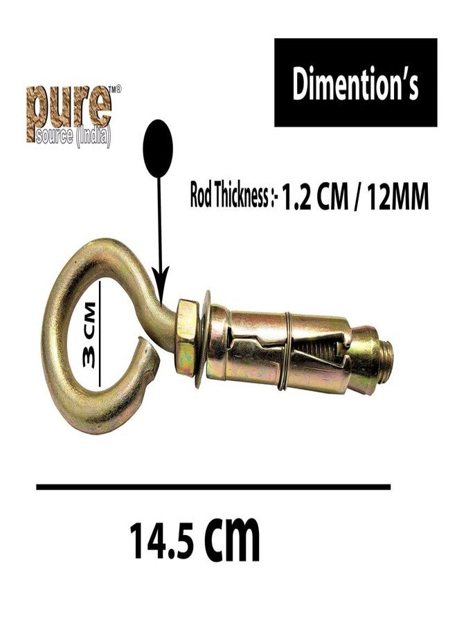 Pure Source India Swing Anchor Fasteners Hook for Hanging Swing, 12 mm, 4 Piece - Image 3